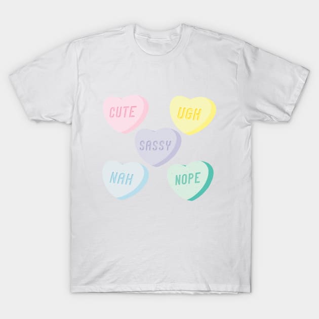 Mood Swings Candy Heart T-Shirt by Kangkorniks